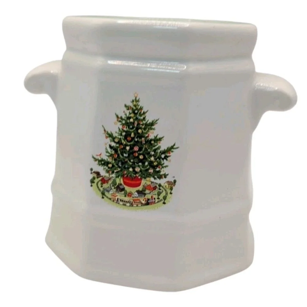 Vintage Pfaltzgraff Heritage Sugar Bowl Christmas Tree Green Trim No Lid‎